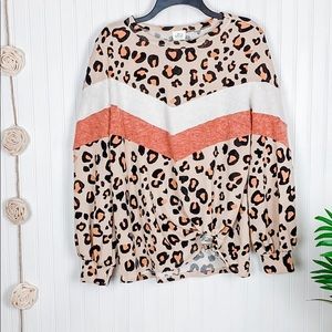 BLUE BUTTERCUP Leoprad Print Top